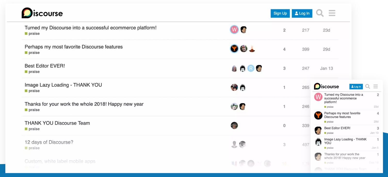 Discourse discussion forum interface
