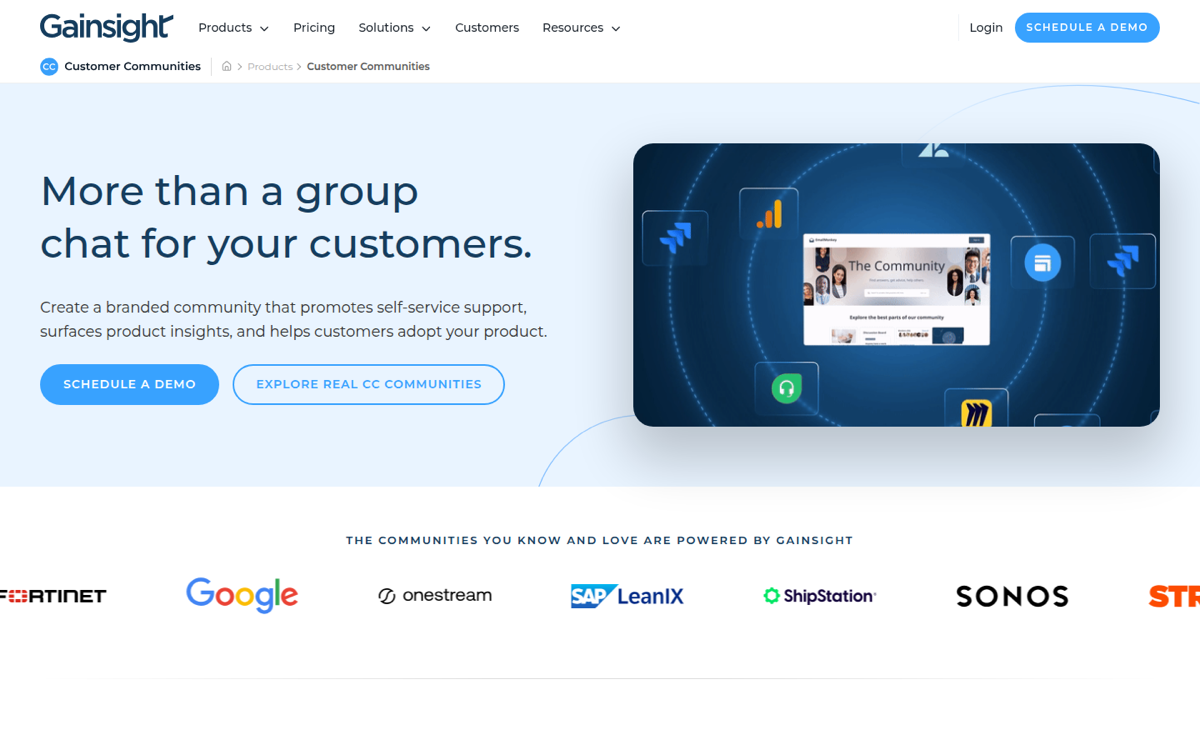 Gainsight Customer Communities product page
