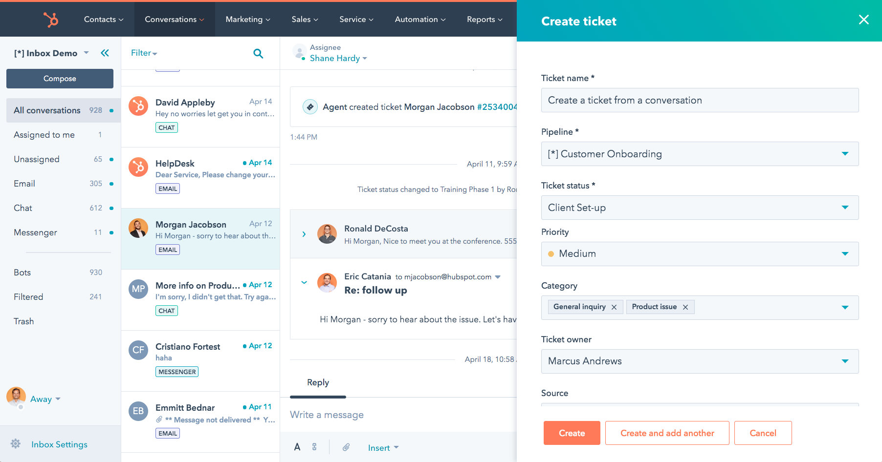 HubSpot Service Hub, an example of CRM for customer support