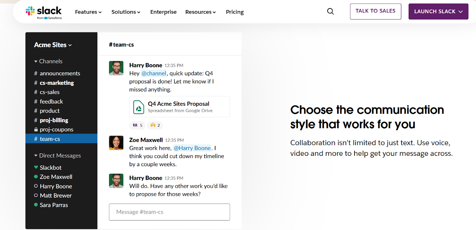 Slack for conversations at one place