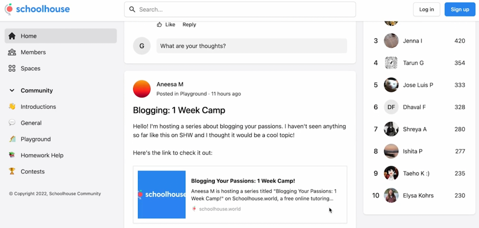 Schoolhouse online learning community app built with Bettermode