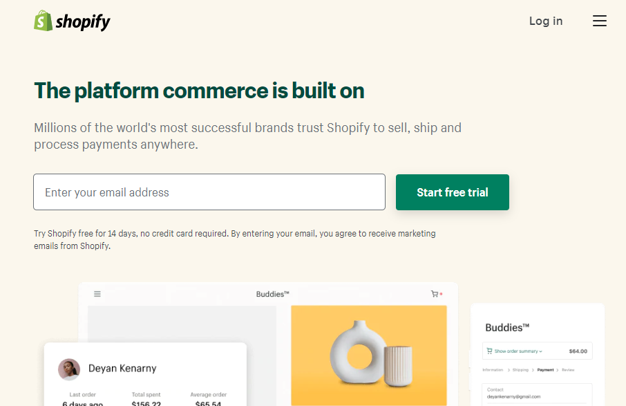 Shopify's website