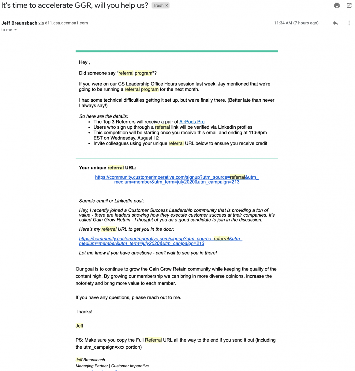 Community referral program