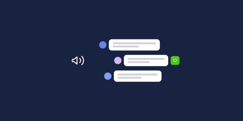Illustration of a megaphone with member messages, for the post: Community Growth Strategy for B2B SaaS: A Comprehensive Playbook