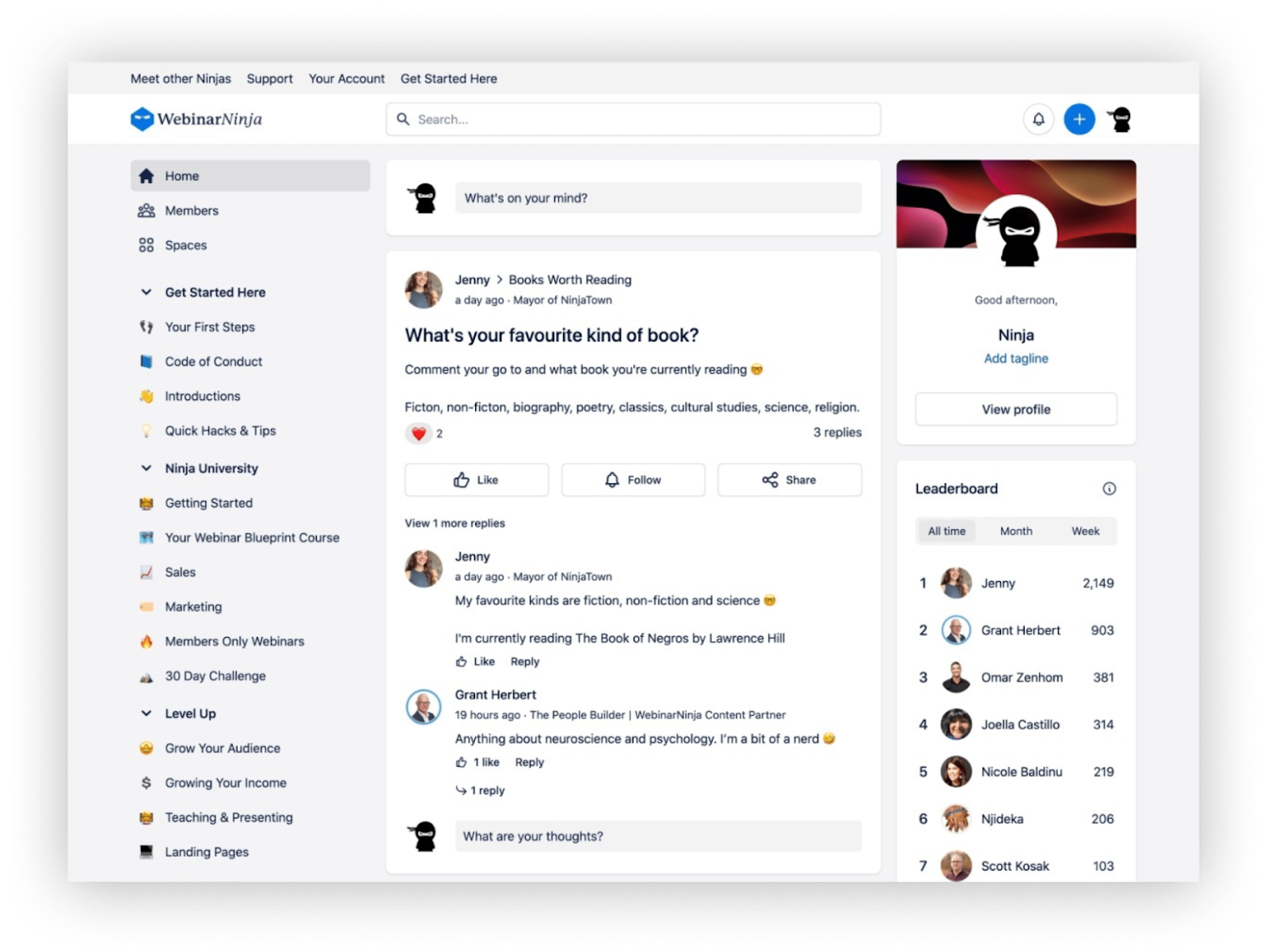 A brand community on Bettermode with its code of conduct linked from the getting-started menu in the left sidebar