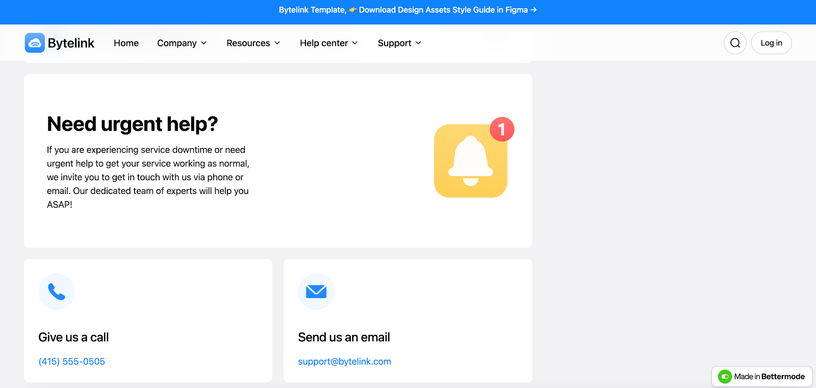 An example of website widgets created with Bettermode