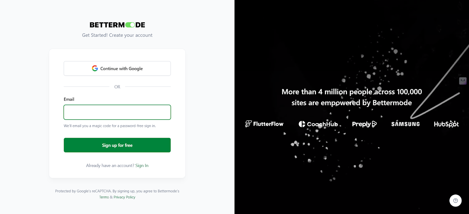Crating a Bettermode account