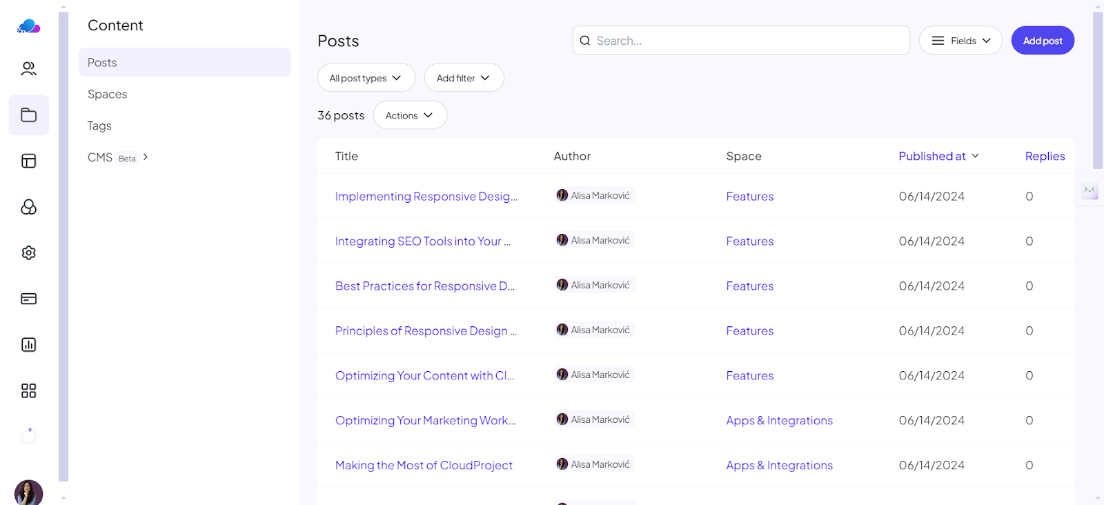 Cloud project template adding knowledge base content