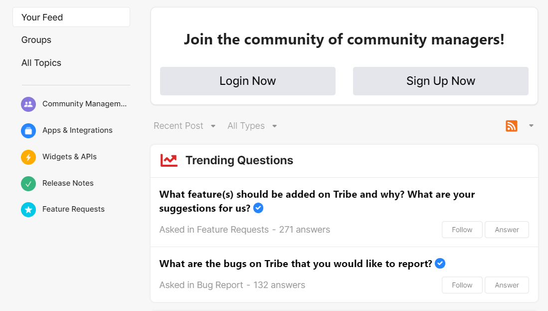 Tribe Customer Support Community