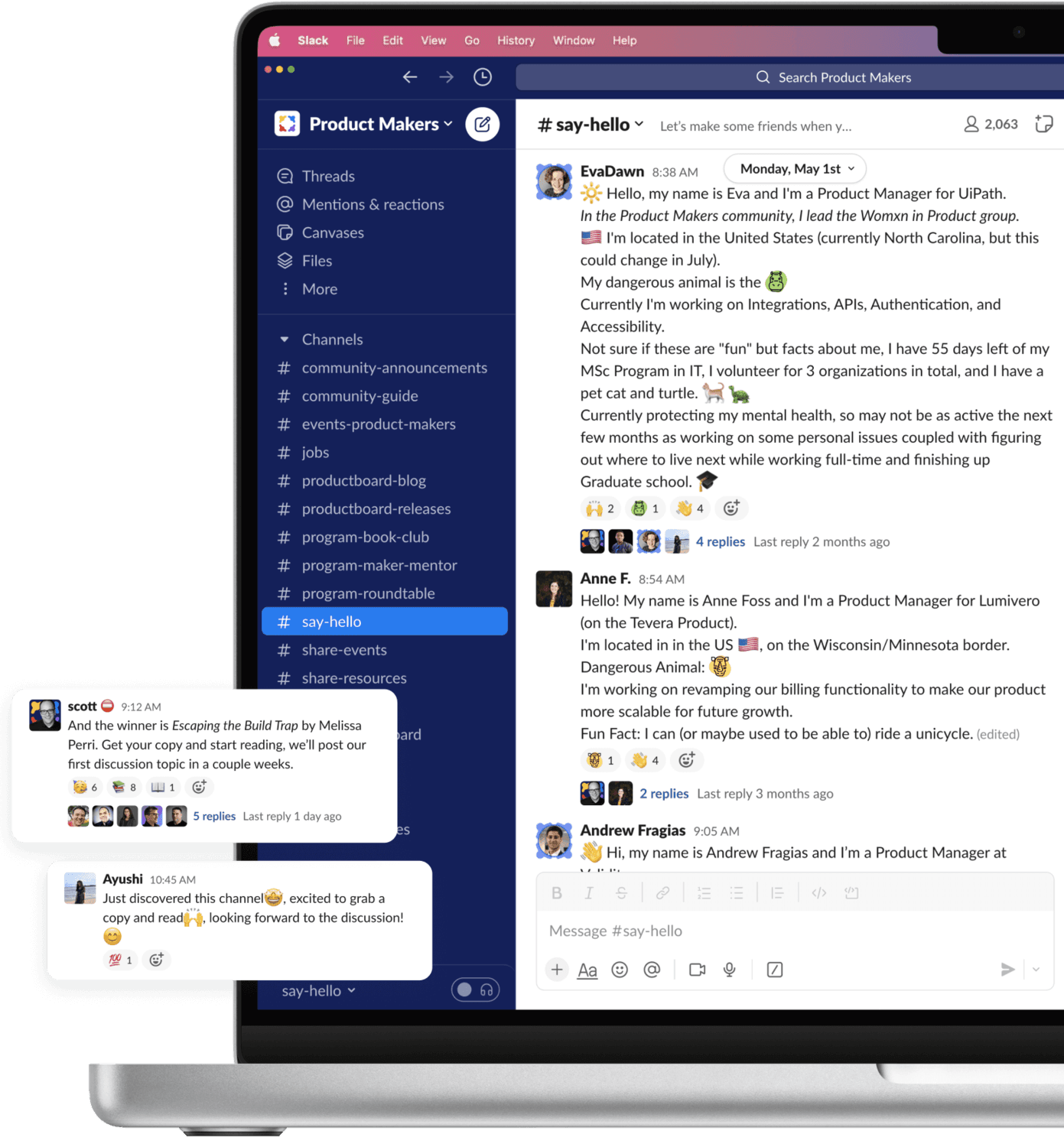 Screenshot of Product Makers slack community