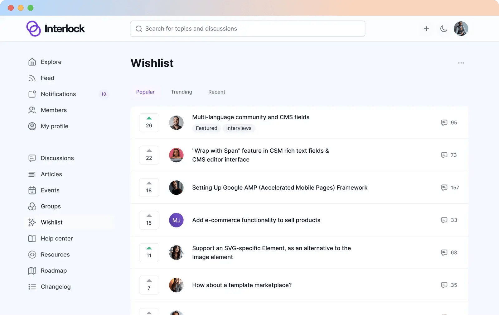 A product wishlist built on Bettermode
