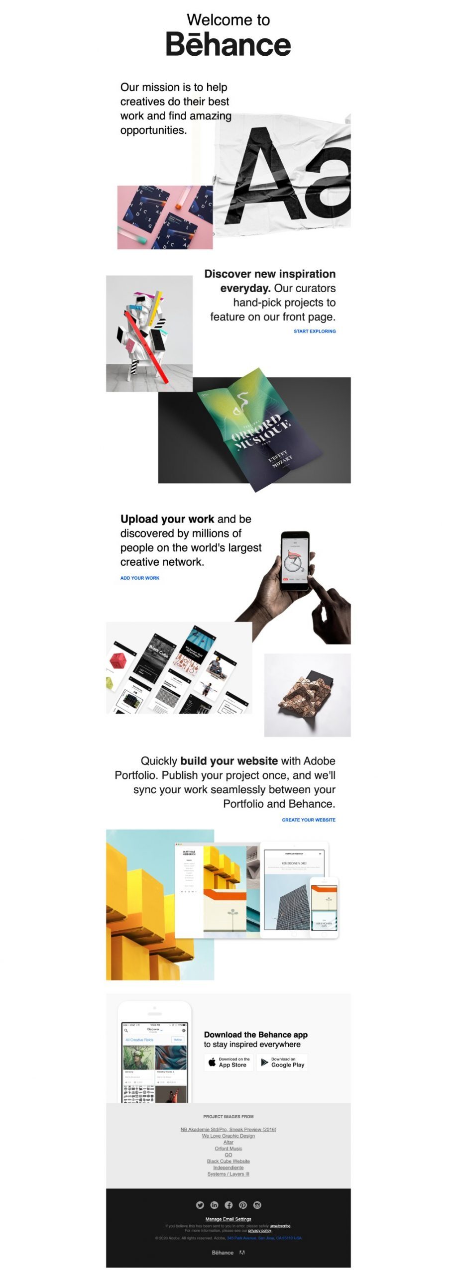 Behance Welcome Email