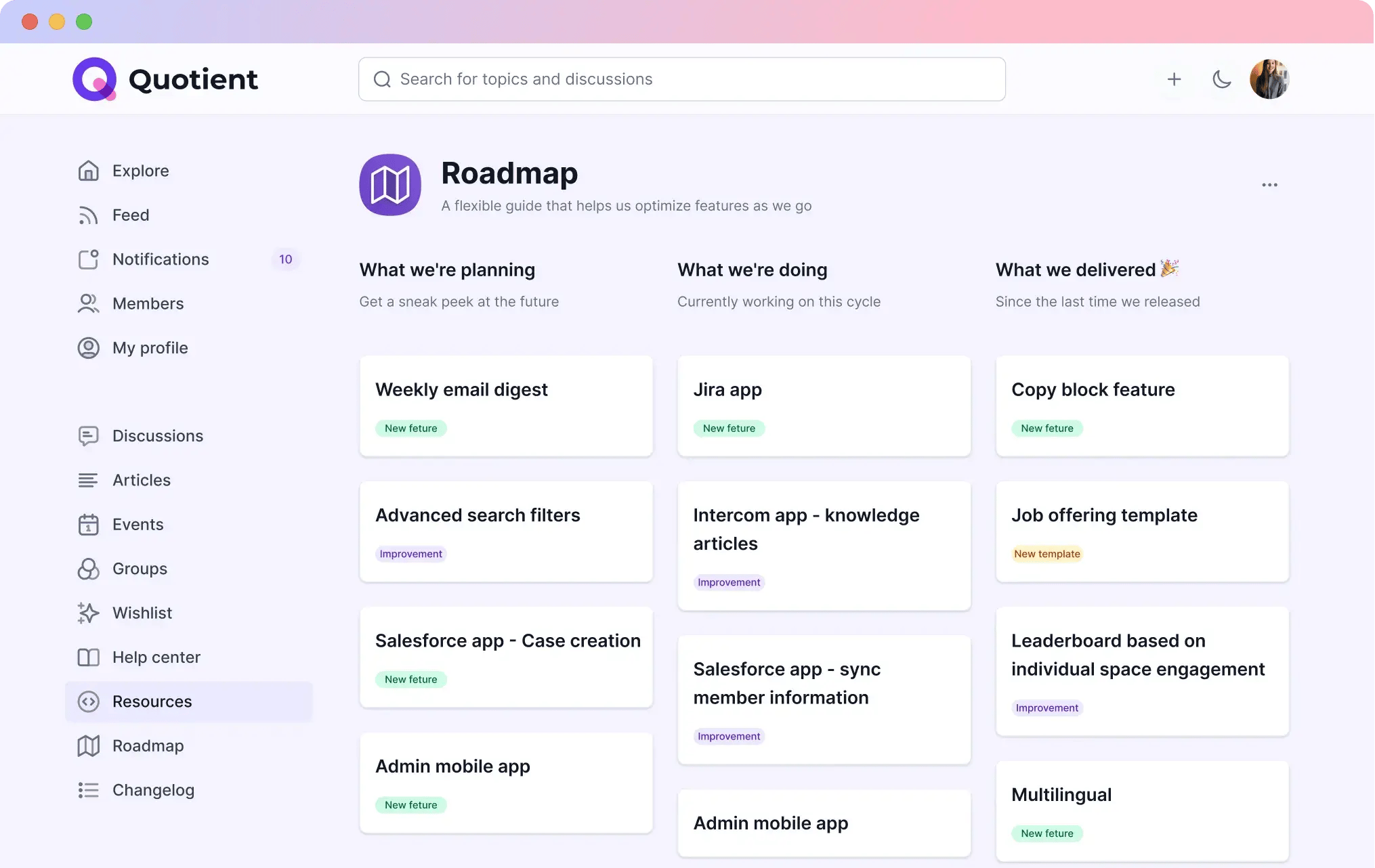 Product roadmap
