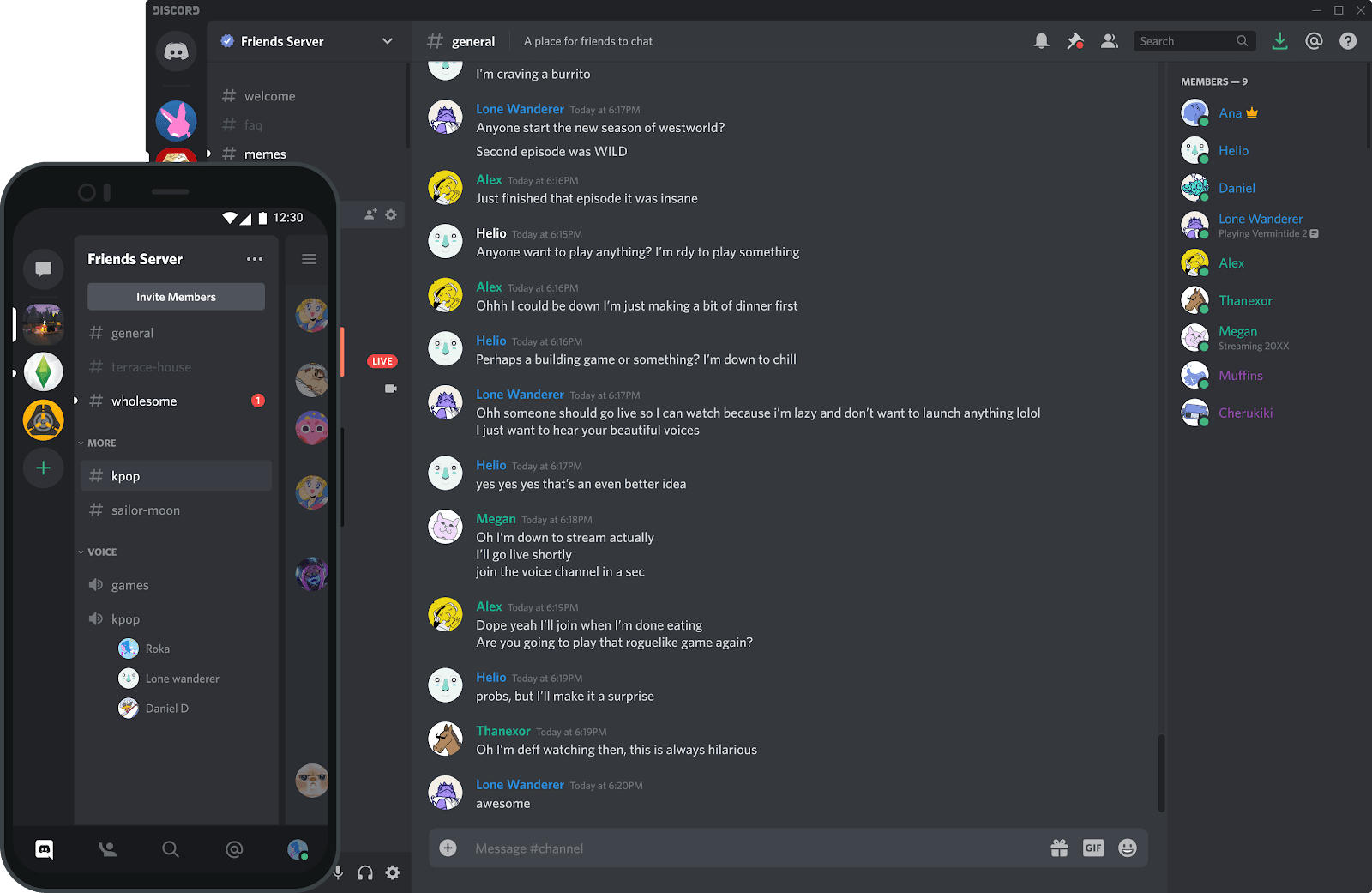 Discord desktop and mobile version