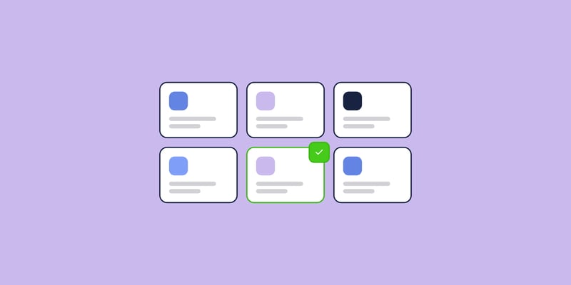 Illustration of a grid of tool cards with one picked, for the post: Navigating Community Software: Top 10 Hivebrite Alternatives and Competitors Analyzed