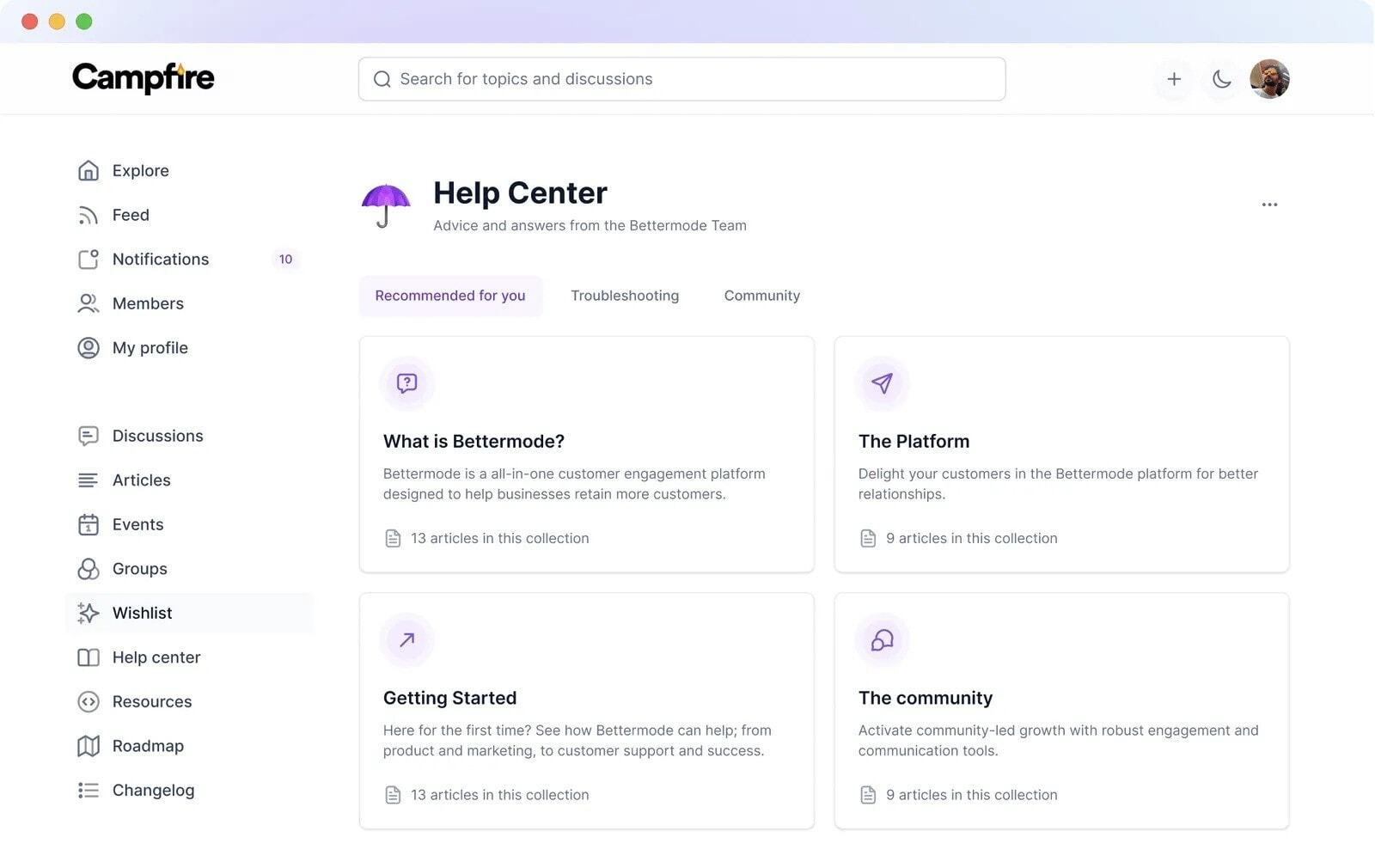 A Bettermode customer community help center