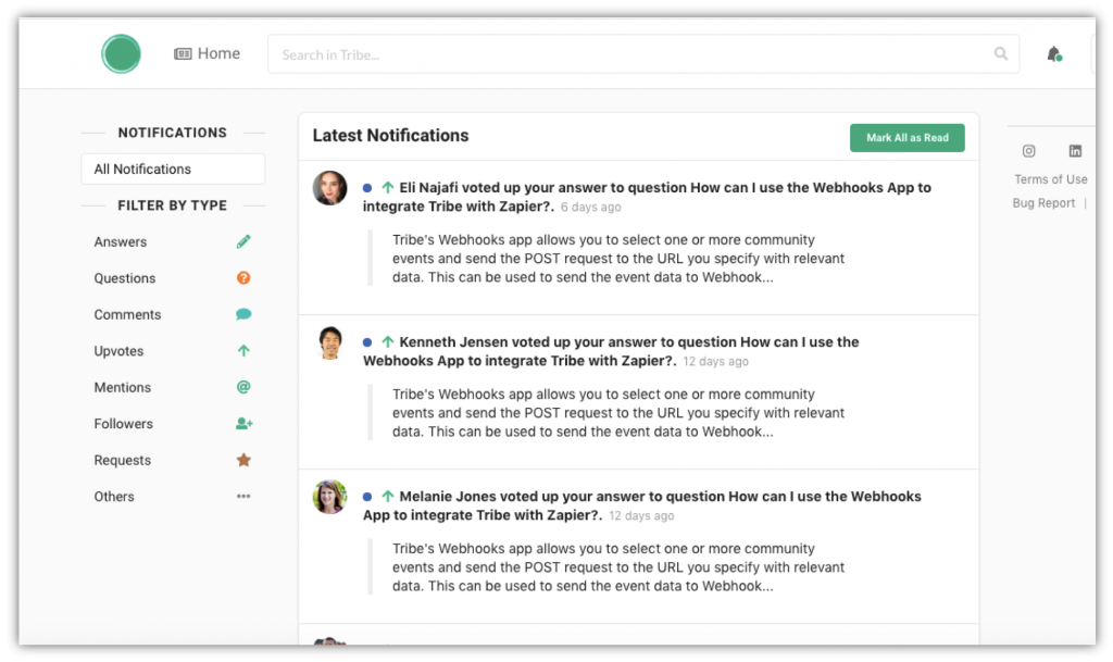 In-community notification