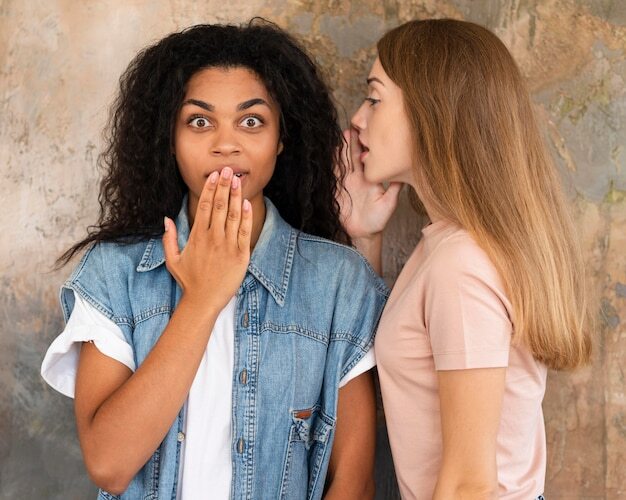 Two women talking about the brands