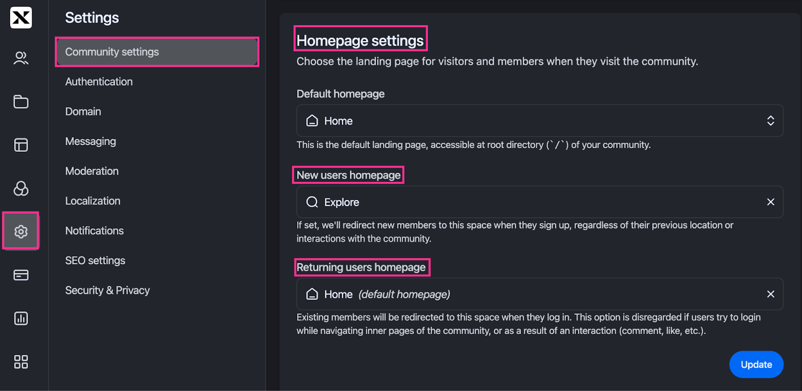 designing your homepage on bettermode 