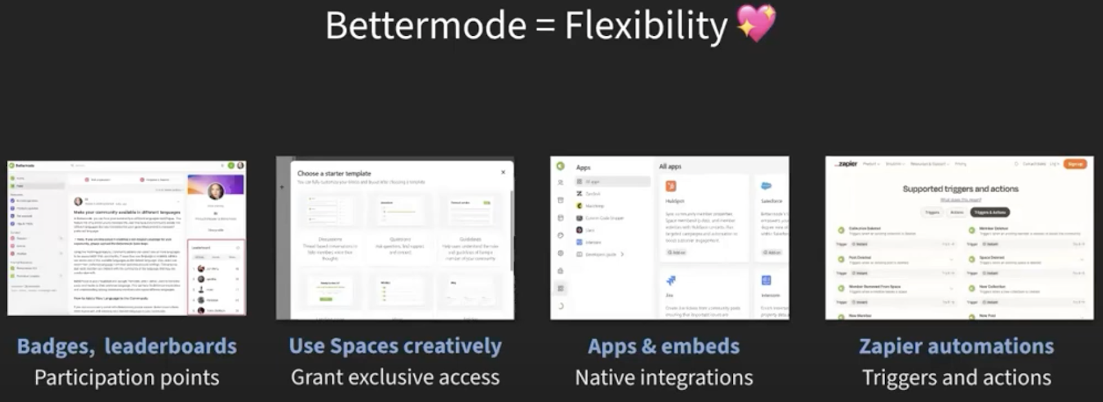 Bettermode allows community managers to implement advanced gamification techniques
