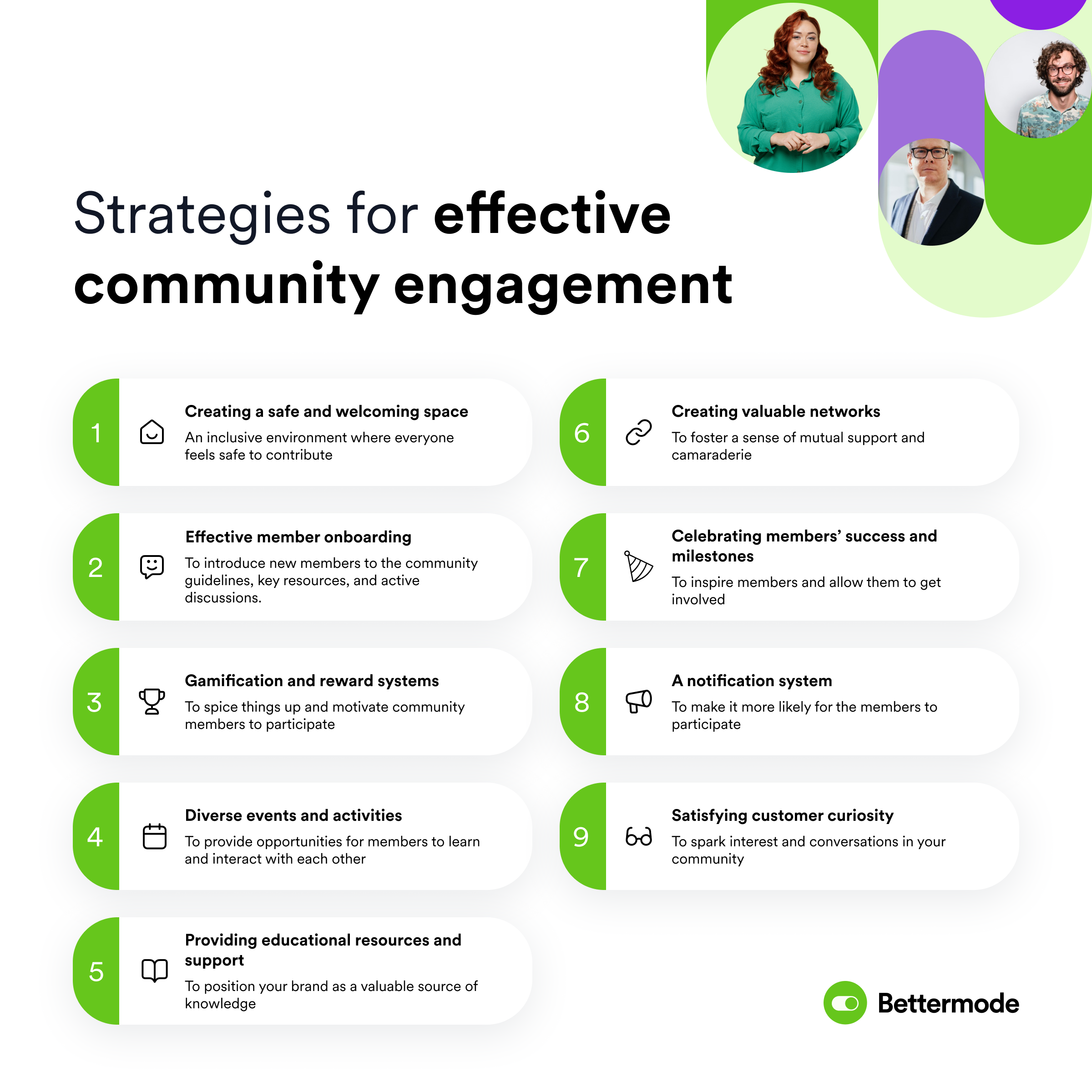 A list of community engagement strategies