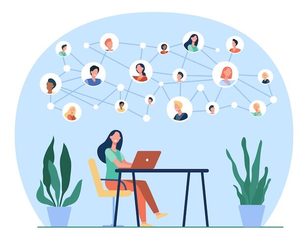 A woman networking