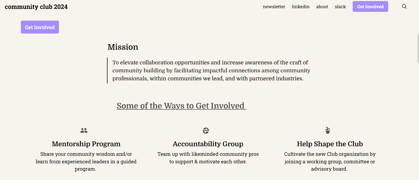 The Community Club homepage