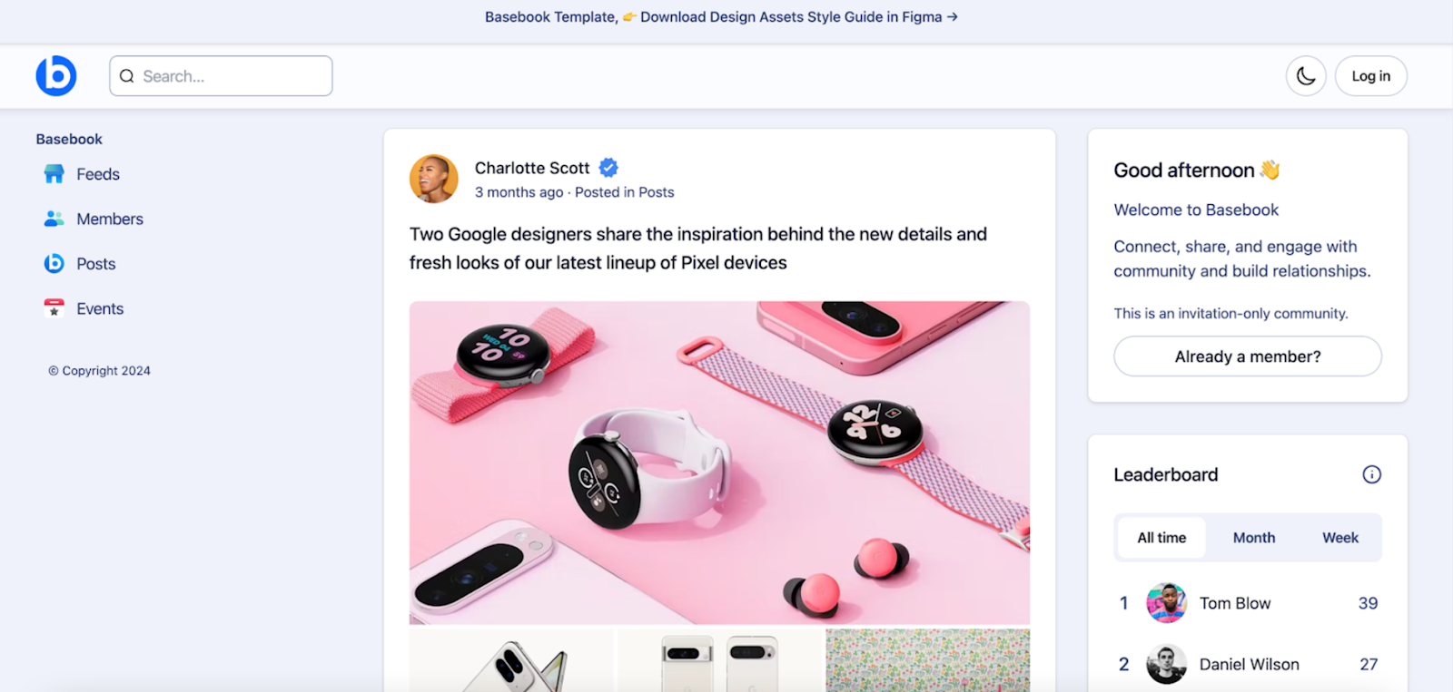 Basebook – a community template similar to Facebook