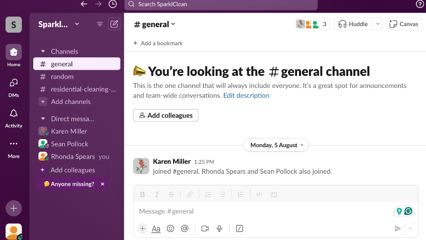 Slack interface