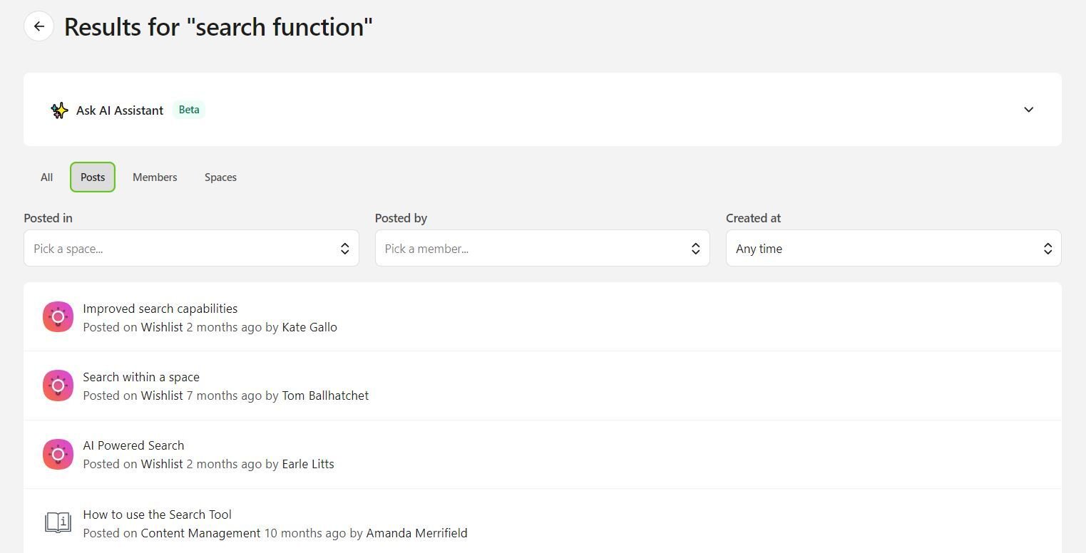 Advanced search experience in a community built on Bettermode