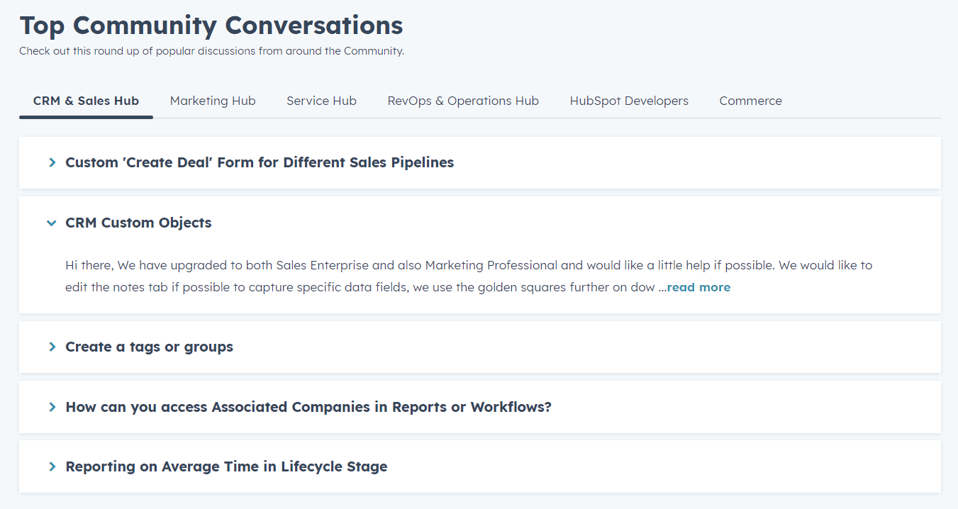 HubSpot support community