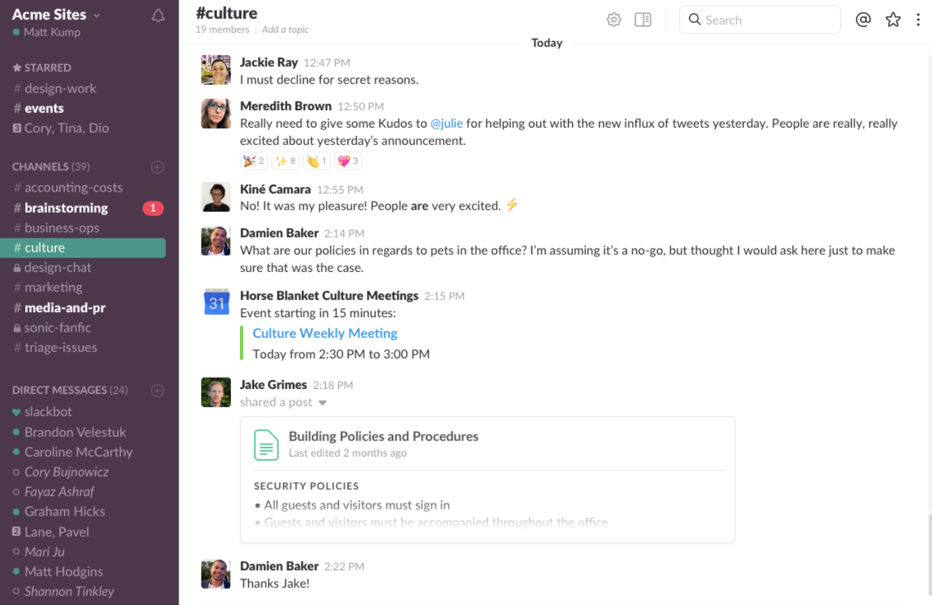 Slack desktop interface