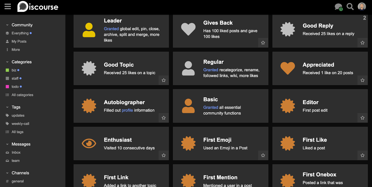 The look of Discourse platform
