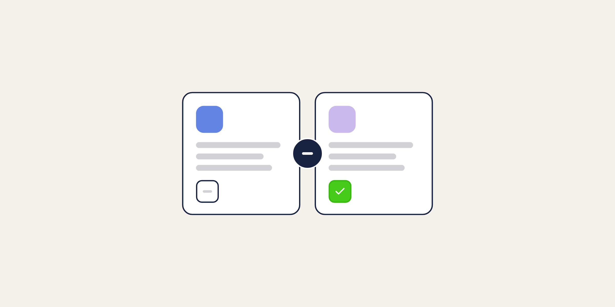 Illustration of two options side by side, one checked, for the post: Bettermode vs. Khoros: Which is Better for Your B2B SaaS Customer Community