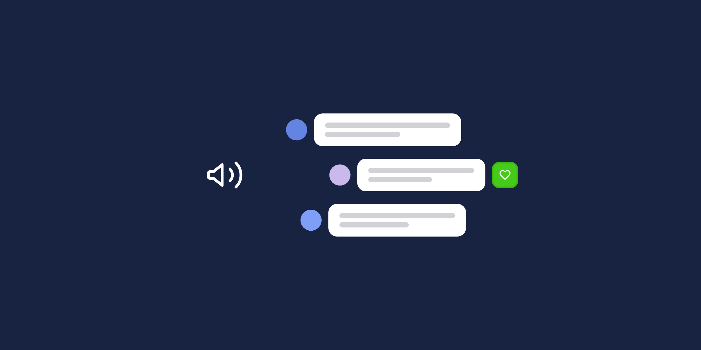 Illustration of a megaphone with member messages, for the post: Community Growth Strategy for B2B SaaS: A Comprehensive Playbook