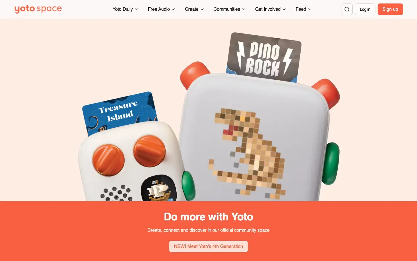 The Yoto Space home page, introducing Yoto's 4th generation players