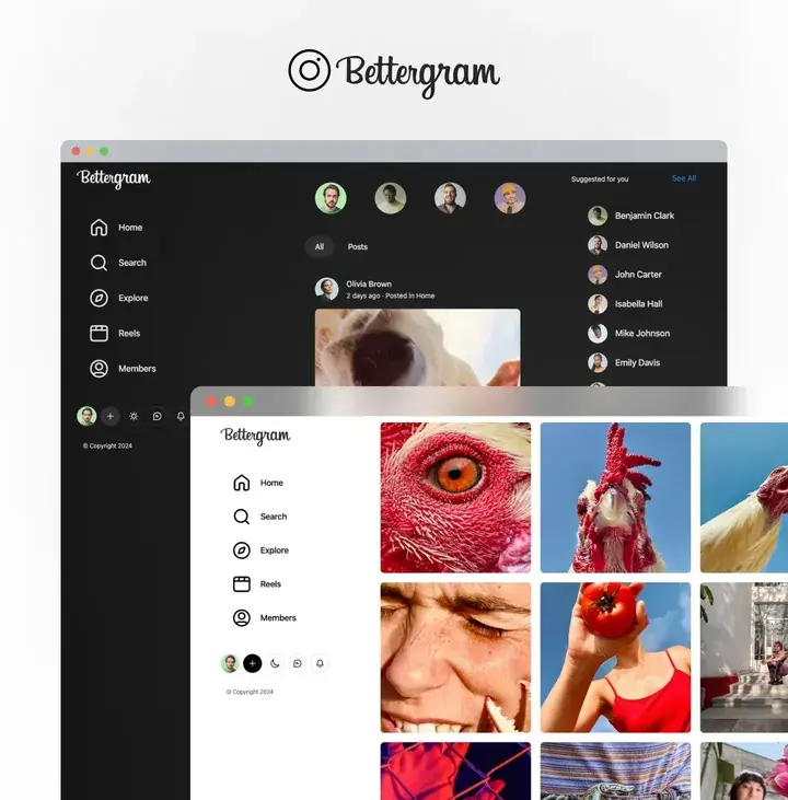 Bettergram community template, cover preview