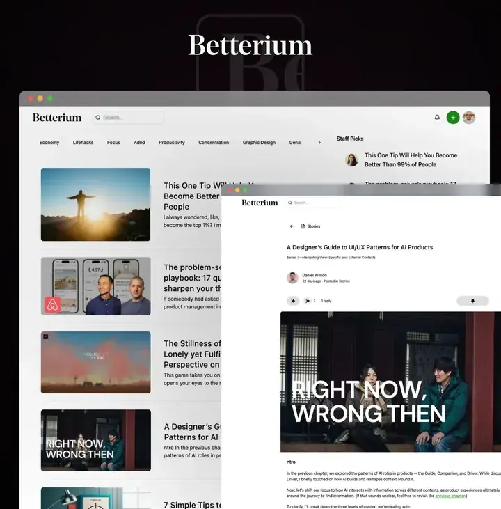 Betterium community template, cover preview