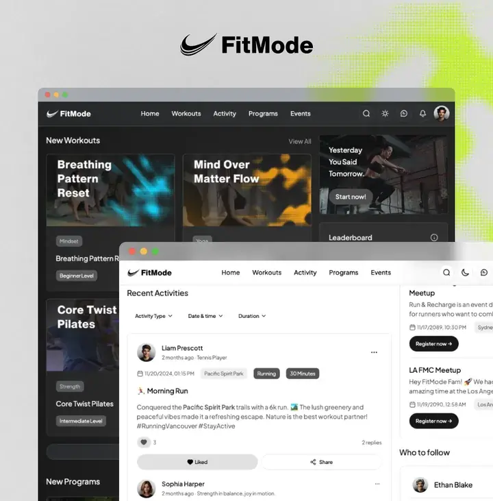 FitMode community template, cover preview
