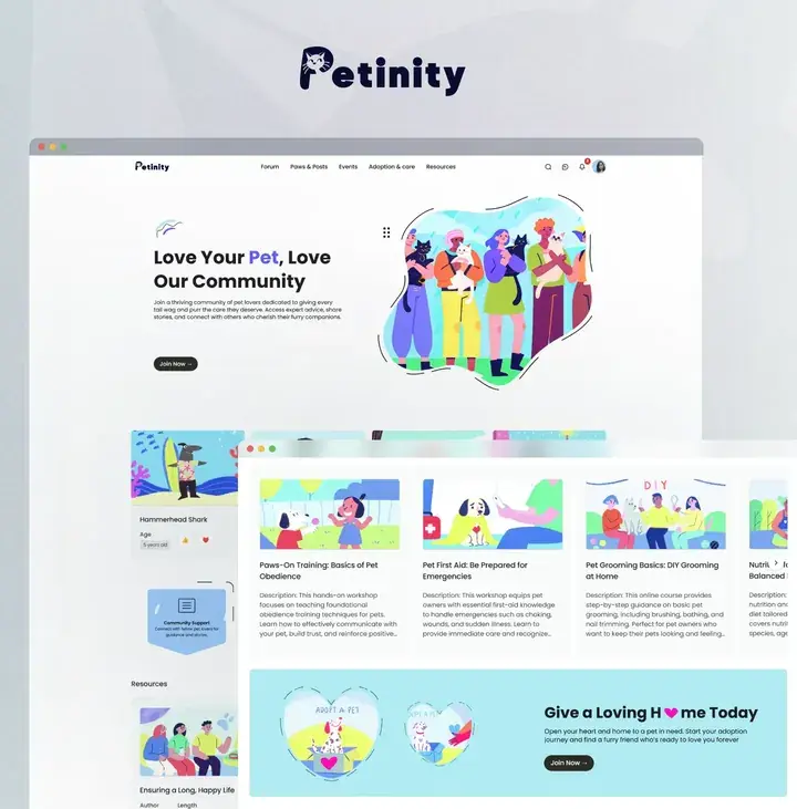 Petinity community template, cover preview