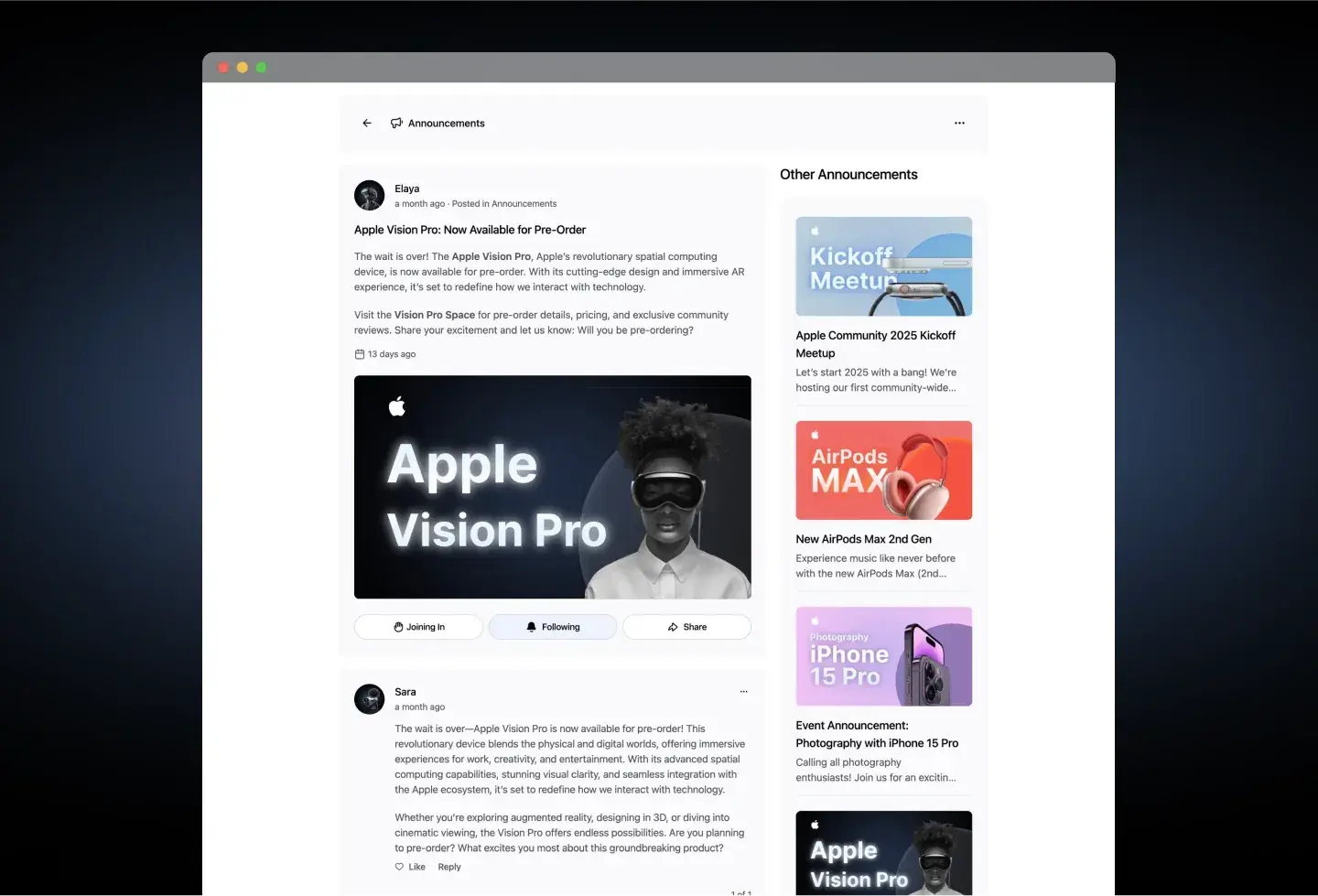AppleSpheres template: announcements