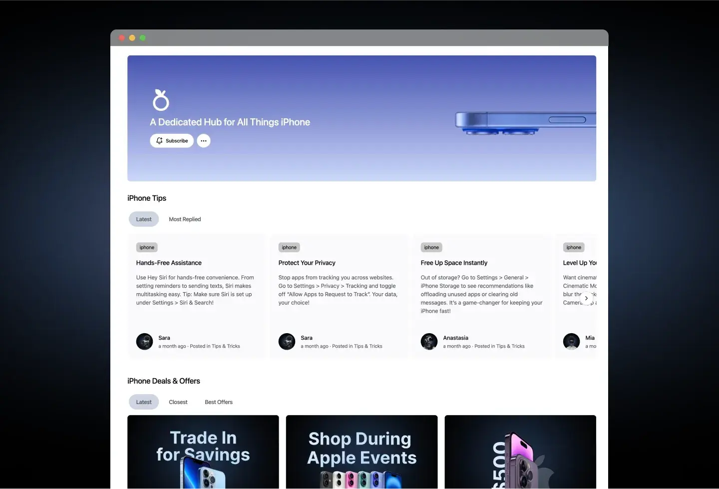 AppleSpheres template: tips space