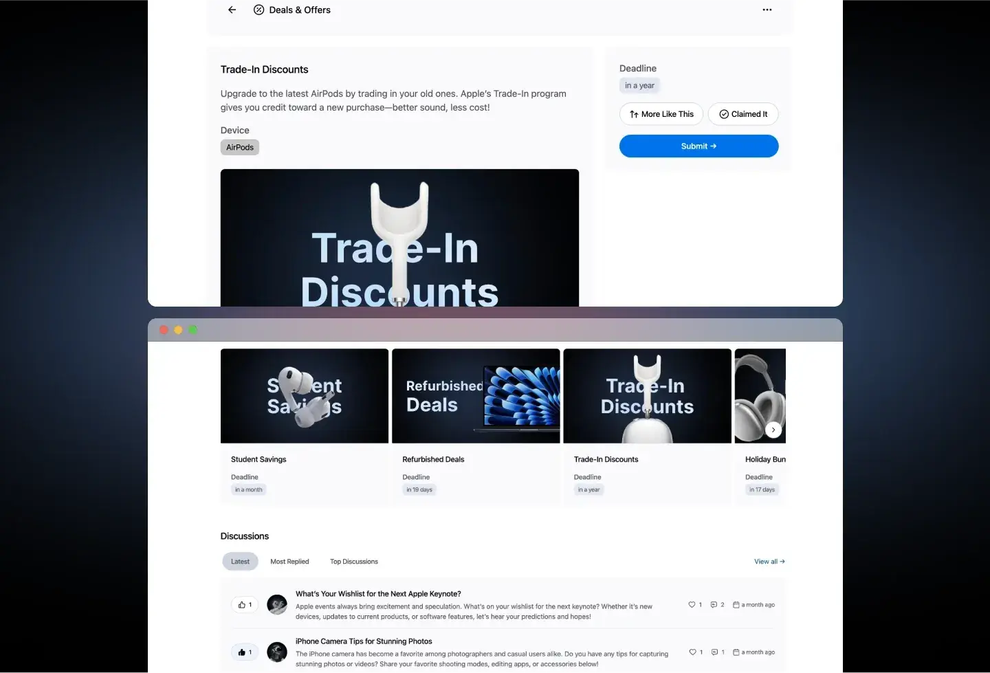 AppleSpheres template: deals and offers