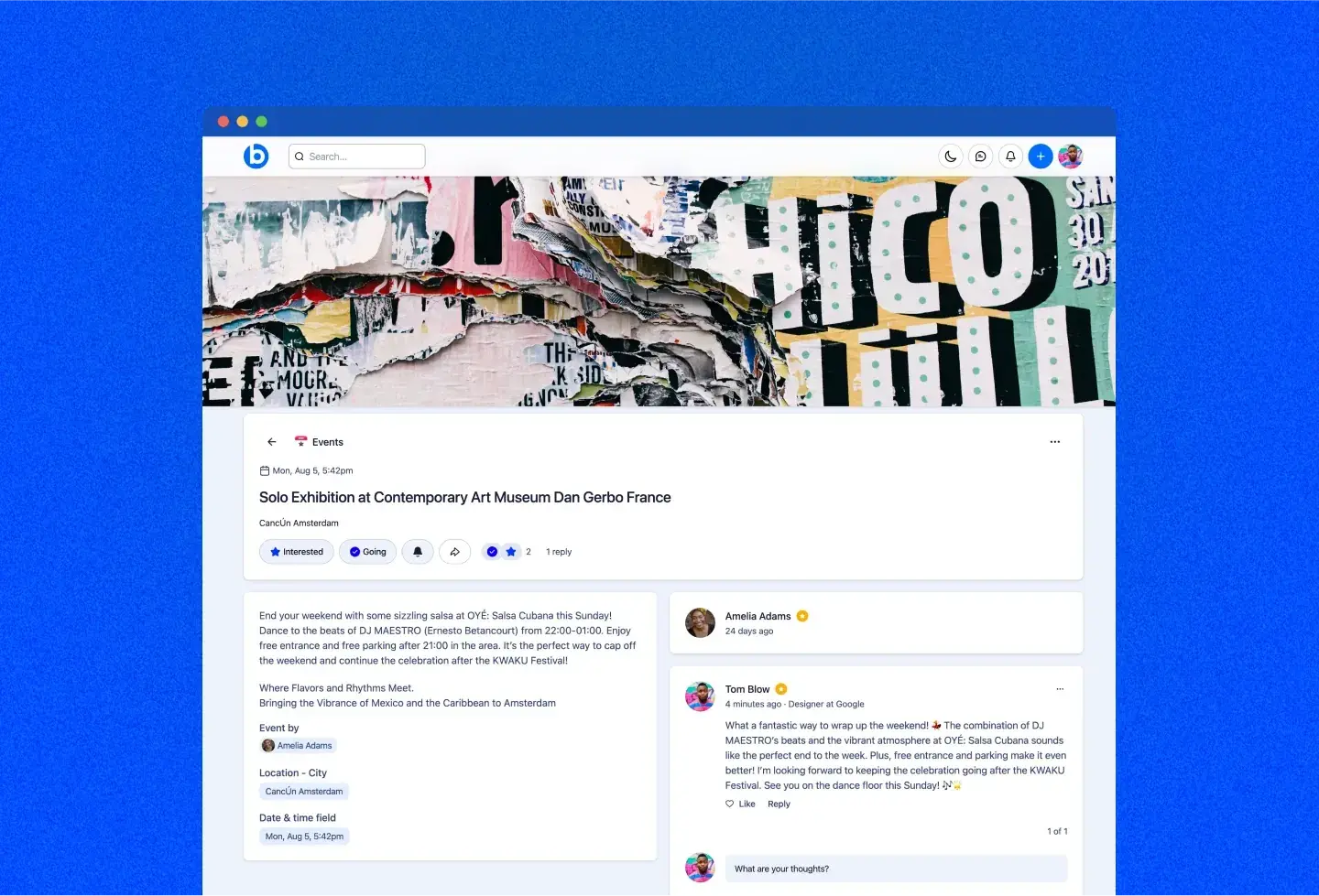 Basebook template: event page