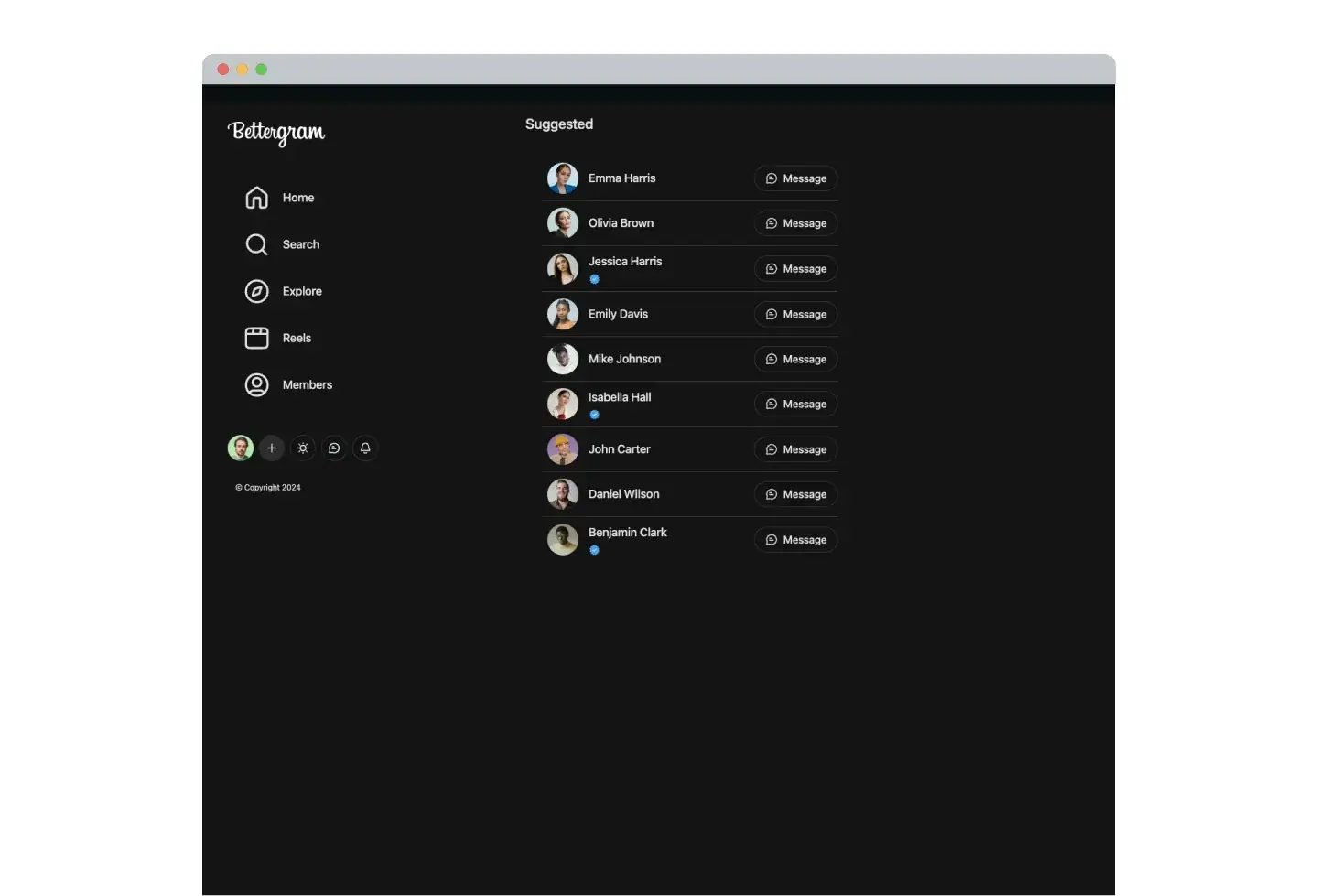Bettergram template: suggested members