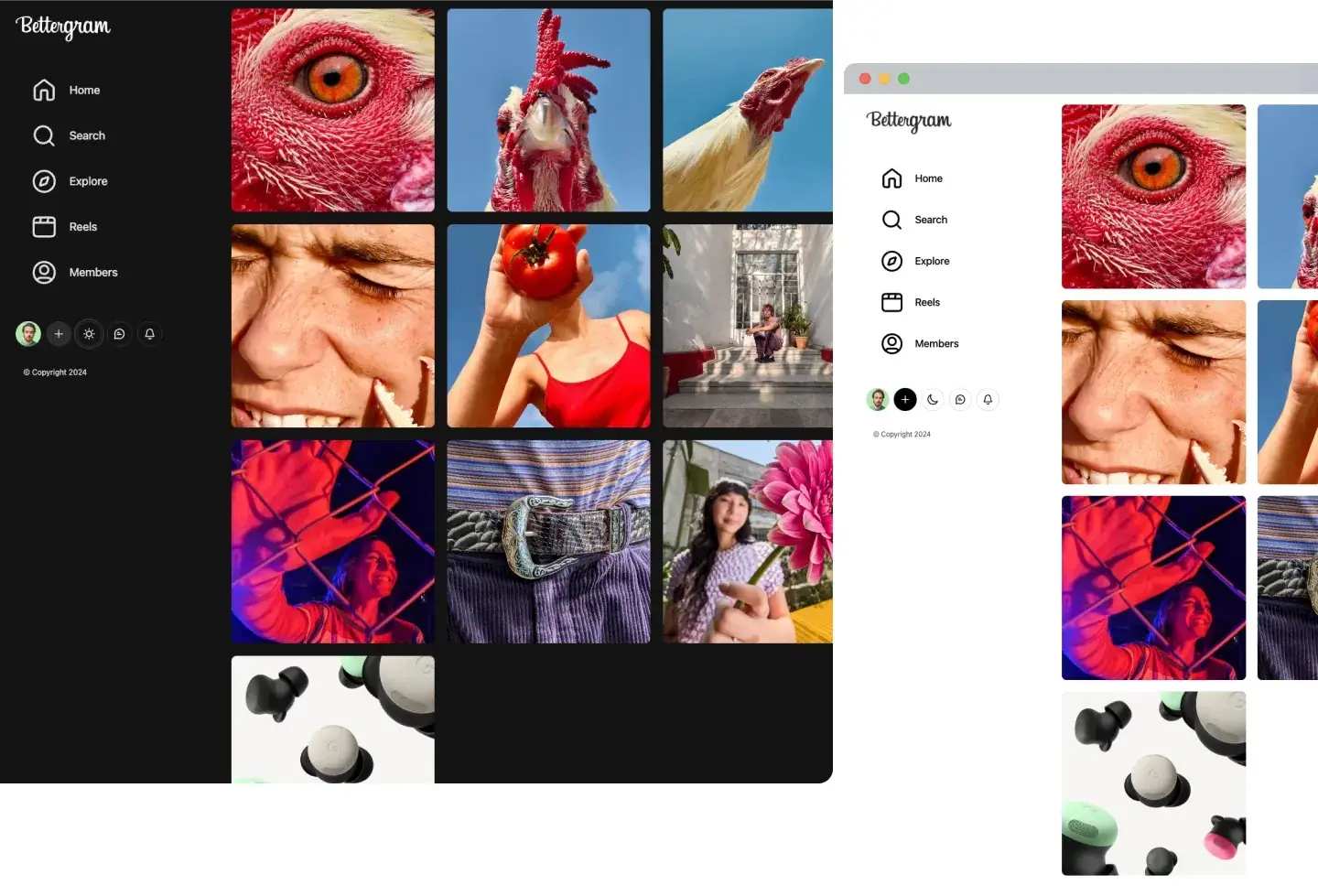 Bettergram template: explore grid