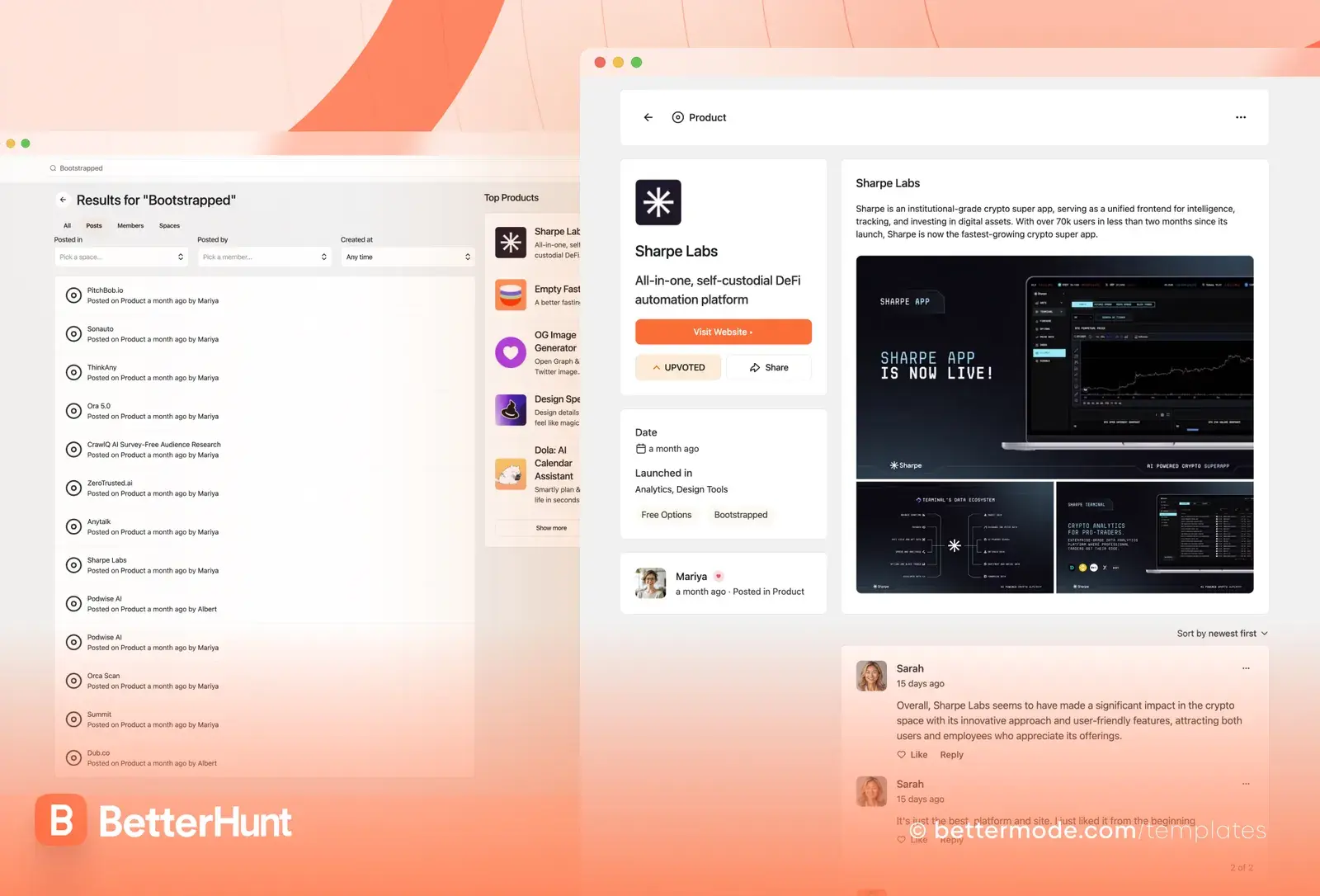 BetterHunt template: search results