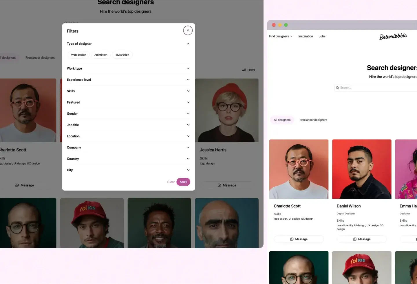 Betteribbble template: designer directory