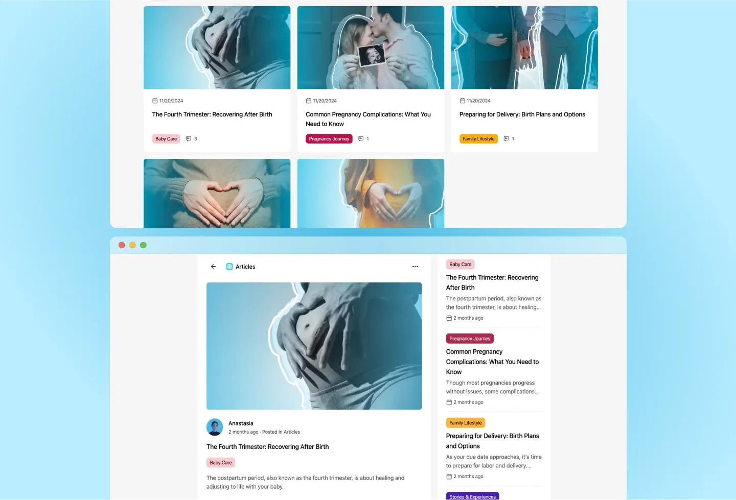 Betterparents template: articles