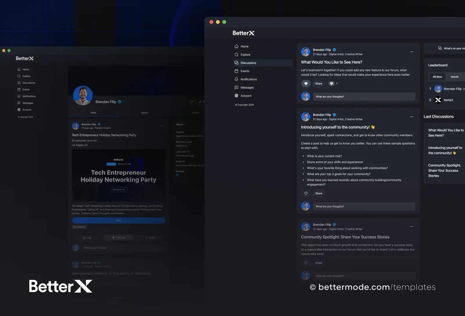 BetterX template: discussions